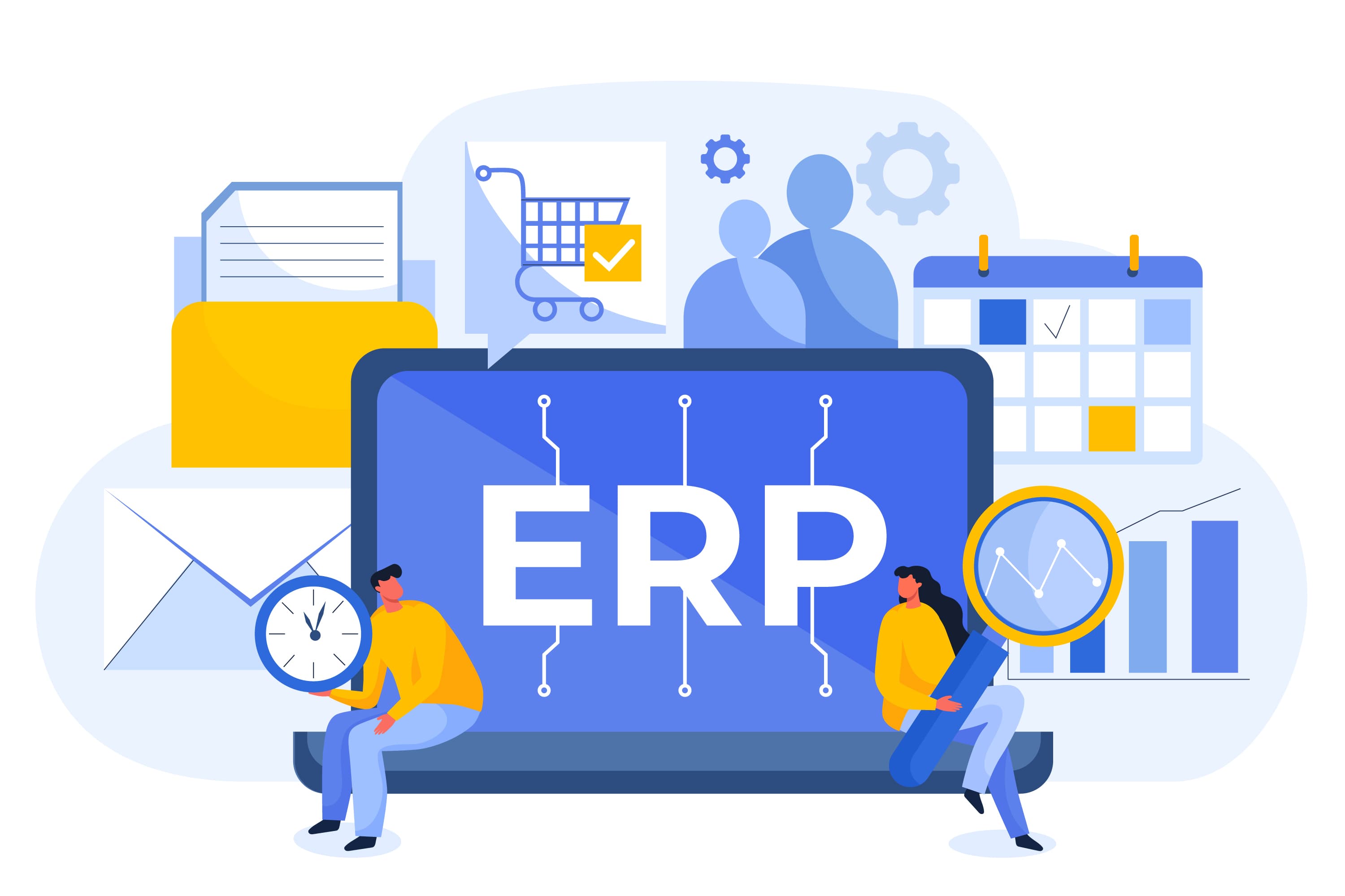 ERP Dashboard showing business analytics and data